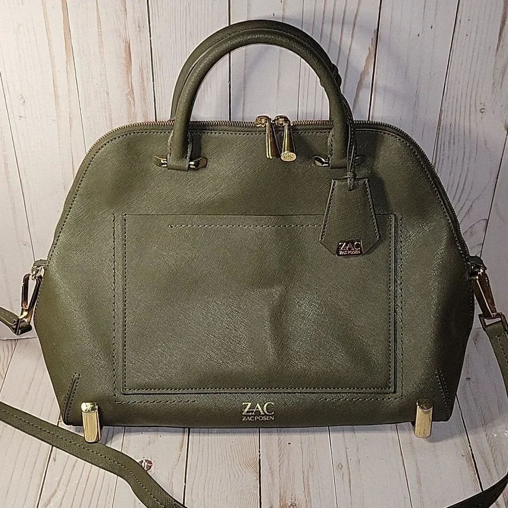 Zac Posen Daphne Dome Top Handle Saffiano Shoulder Bag w/ Luggage Tag